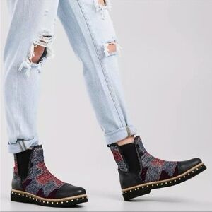 Free People Textile Atlas Chelsea Boots In Navy Size 36 EU